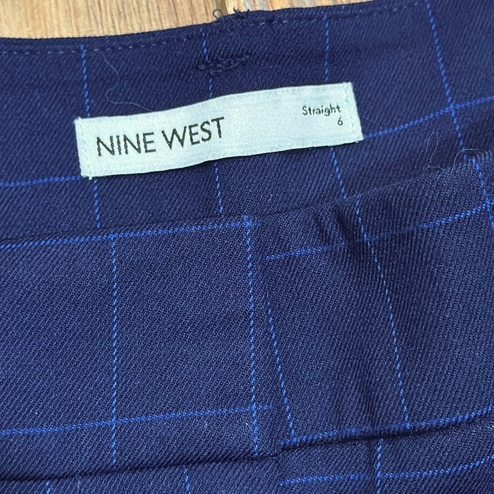 Nine West straight leg pleated plaid trousers 6 - Picture 2 of 8